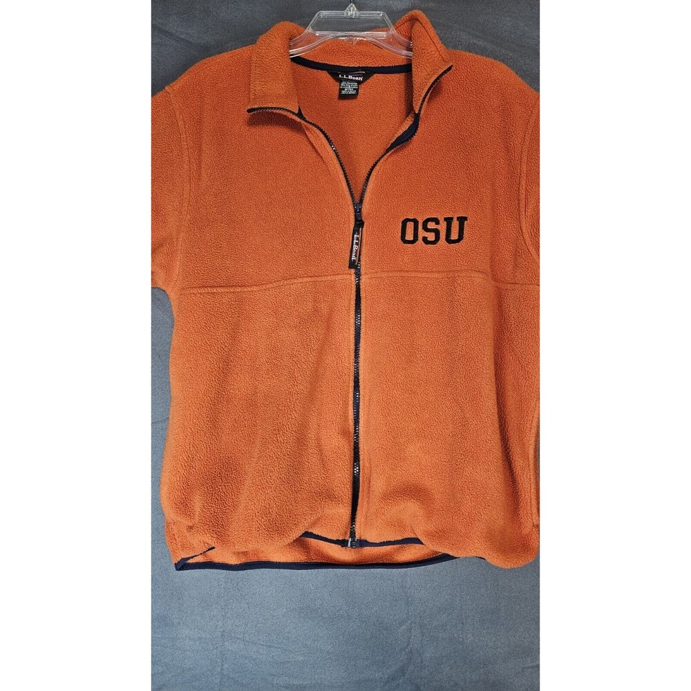 Oklahoma State University L.L. Bean Fleece Jacket Medium Orange